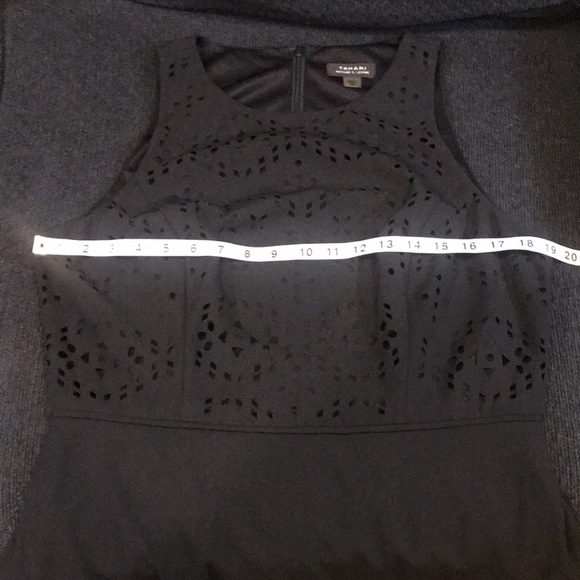 Tahari Arthur S Levine Laser Cut Fit & Flare Lined Midi Dress w/Pockets-12 - Picture 11 of 13